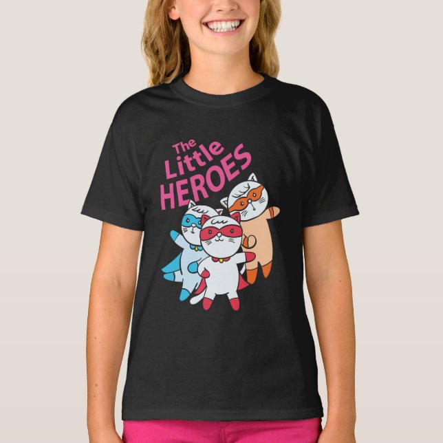 Die kleinen Helden Super Hero Cats Funny Niedlich T-Shirt (Vorderseite)