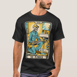Die Klempner Klempnerei Tarot Karte Skelett Lustig T-Shirt