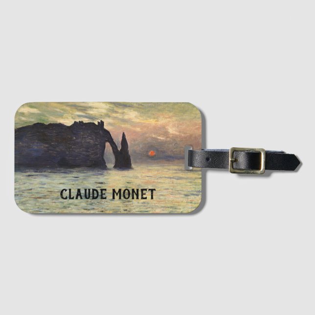 Die Klippe Etretat, Sonnenuntergang von Claude Mon Gepäckanhänger (Vorderseite (Horizontal))