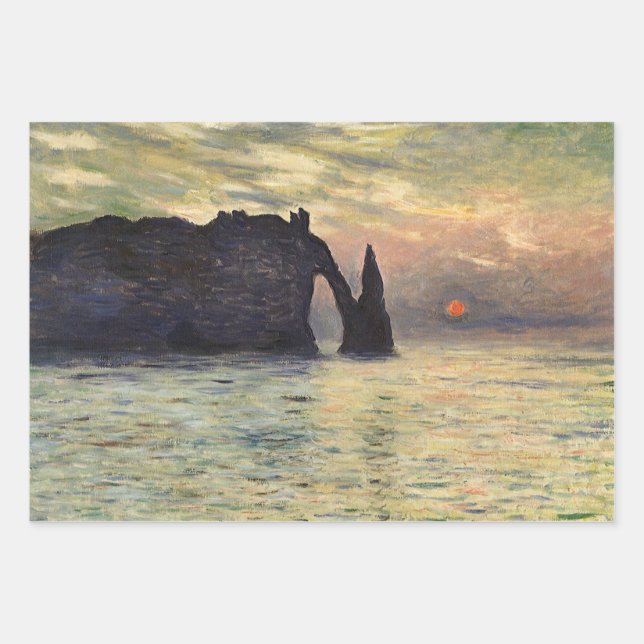 Die Klippe Etretat, Sonnenuntergang von Claude Mon Geschenkpapier Set (Vorderseite)