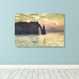 Die Klippe Etretat, Sonnenuntergang von Claude Mon Leinwanddruck