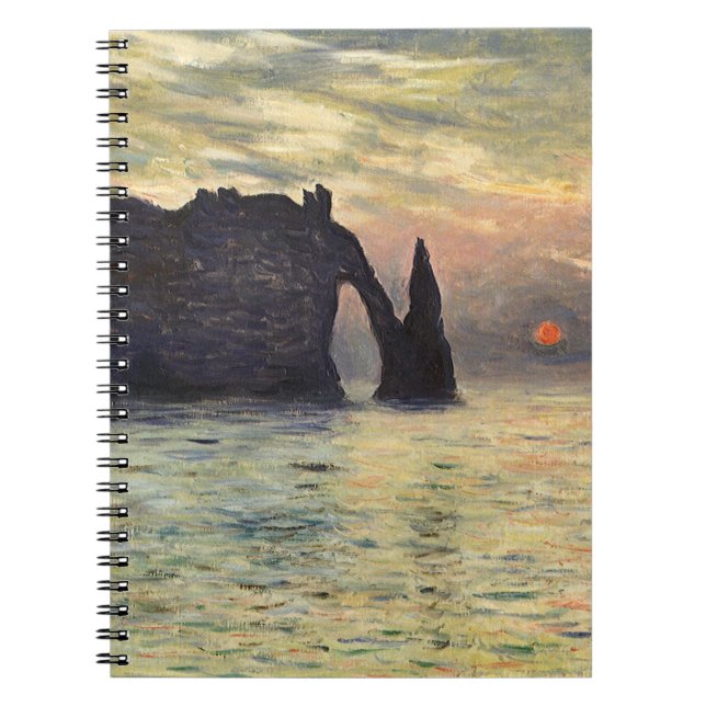 Die Klippe Etretat, Sonnenuntergang von Claude Mon Notizblock (Vorderseite)
