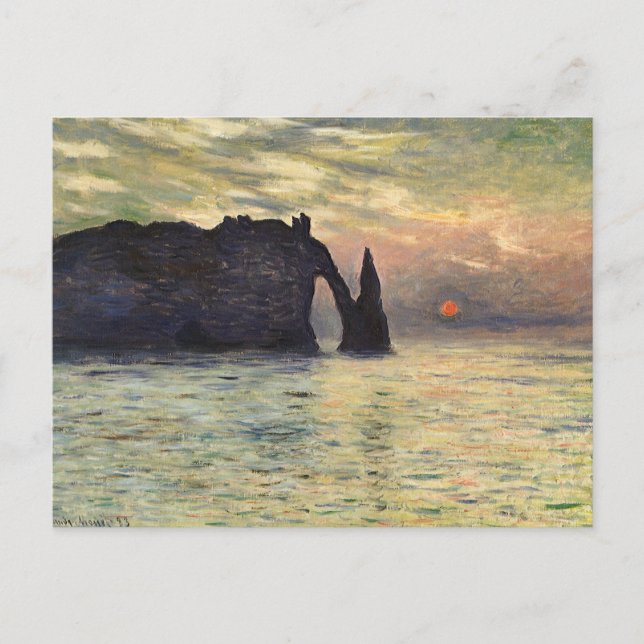 Die Klippe Etretat, Sonnenuntergang von Claude Mon Postkarte (Vorderseite)