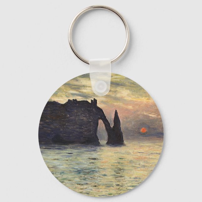 Die Klippe Etretat, Sonnenuntergang von Claude Mon Schlüsselanhänger (Vorderseite)