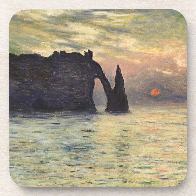 Die Klippe Etretat, Sonnenuntergang von Claude Mon Untersetzer (Vorderseite)