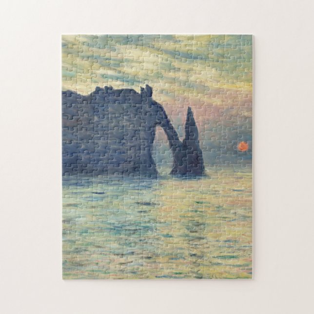 Die Klippe Etretat Sonnenuntergang von Claude Mone (Vertikal)