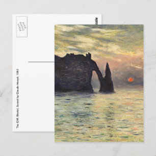 Die Klippe von Etretat, Sonnenuntergang von Claude Postkarte