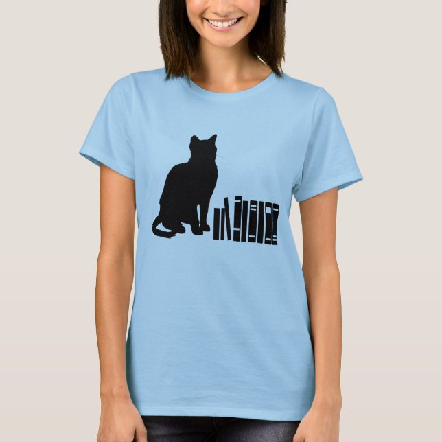 Die kluge Katze - Katzen und Bücher T-Shirt (Vorderseite)
