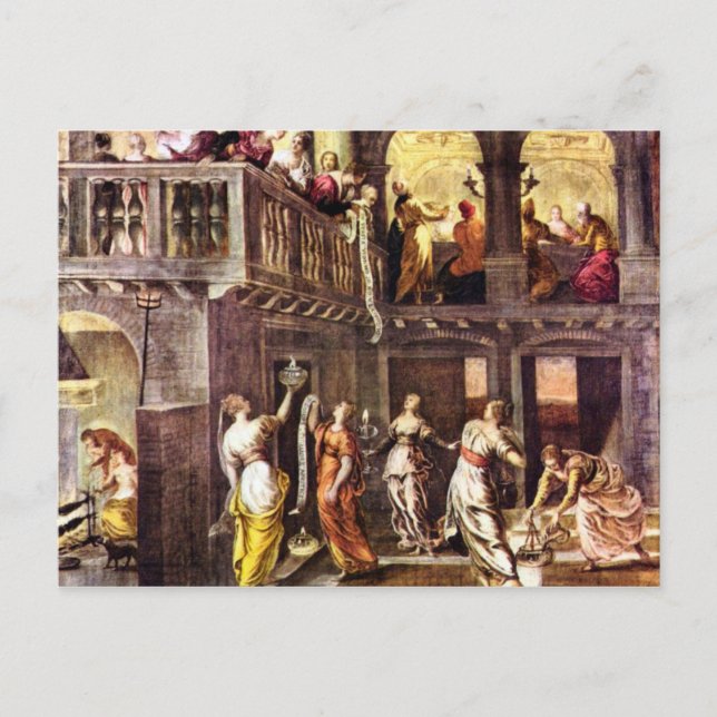 Die klugen und dummen Jungfrauen von Tintoretto Postkarte (Vorderseite)