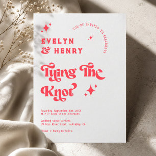 Die Knoten binden Moderne Retro-Schrift Hochzeit Einladung