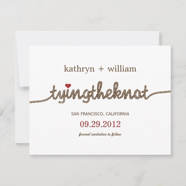 Die Knoten Binden Moderne Save The Date Ankündigun (Vorderseite)