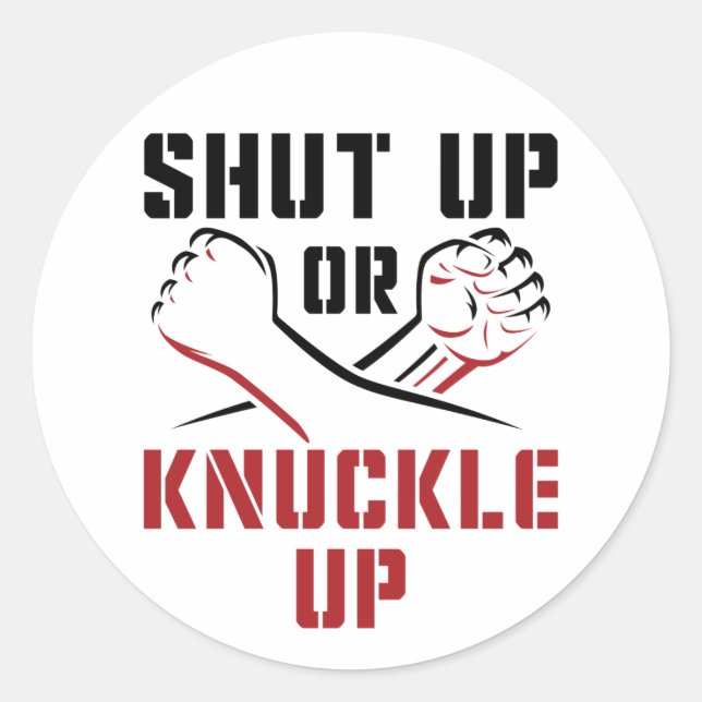 Die Knuckle-Boxbox muss aufgeschlossen oder geknac Runder Aufkleber (Vorderseite)