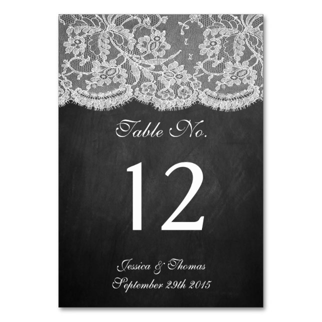 Die Kollektion "Chalkboard & Lace" Tischnummer (Vorderseite)