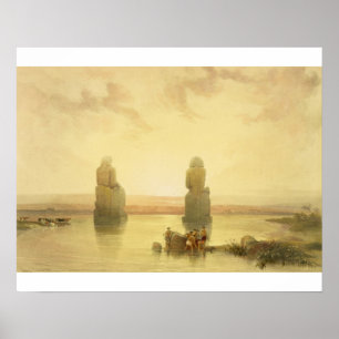 Die Kolosse von Memnon, bei Thebes, während des Poster