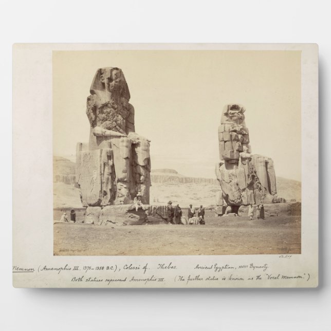 Die Kolossi von Memnon, Statuen von Amenhotep III, Fotoplatte (Vorderseite)