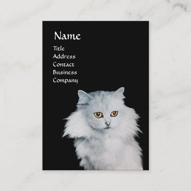 DIE KÖNE DER WEISSEN KATZEN, Weißperlpapier Visitenkarte (Vorderseite)