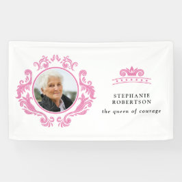 Die Königin der Brustkrebskrankheit Pink Foto Name Banner