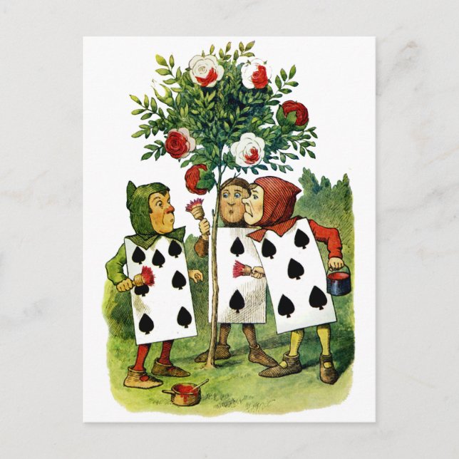 Die Königin der Herzen Kardanmen, die ihre Rose ma Postkarte (Vorderseite)