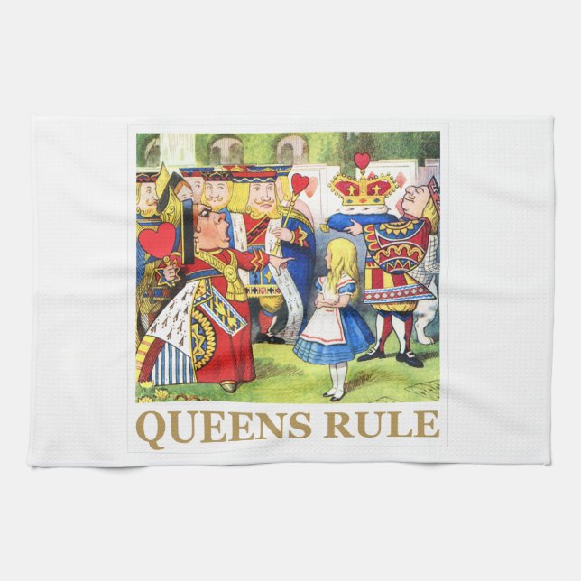 Die Königin der Herzen sagt, "Queens-Regel! " Küchentuch (Horizontal)