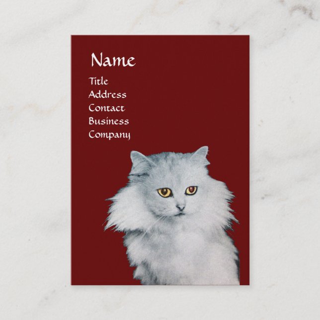 DIE KÖNIGIN DER WEISSEN KATZEN, MONOGRAMM, ROTES P VISITENKARTE (Vorderseite)