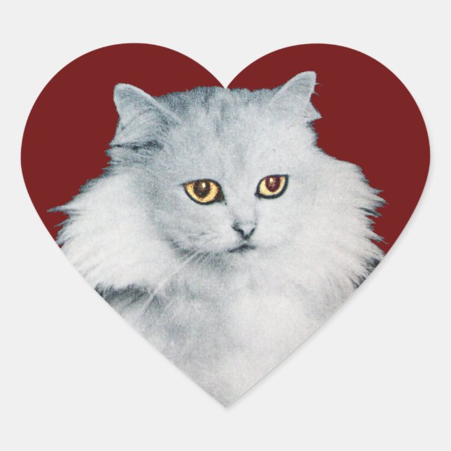 DIE KÖNIGIN DER WEISSEN KATZEN, ROTES HERZ Herz-Aufkleber (Vorderseite)
