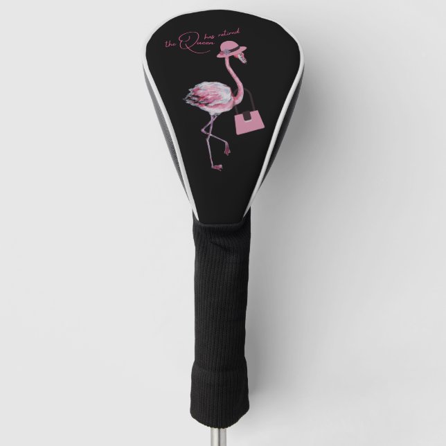 Die Königin hat den klassischen Chic Pink Flamingo Golf Headcover (Vorderseite)