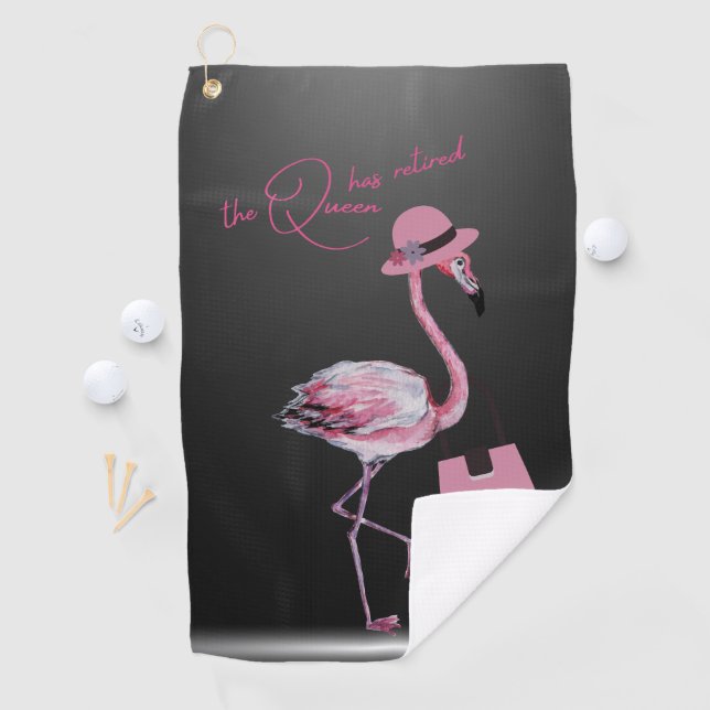 Die Königin hat den klassischen Chic Pink Flamingo Golfhandtuch (Insitu)