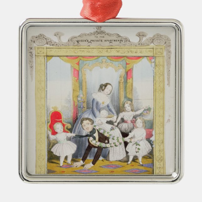 Die Königin und der Prinz Albert zu Hause Silbernes Ornament (Vorne)