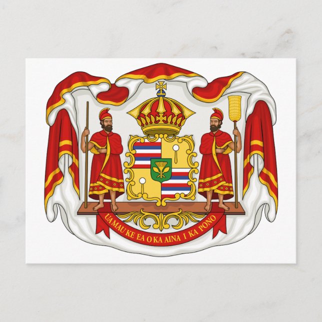Die königliche Wappen des Königreichs Hawaii Postkarte (Vorderseite)