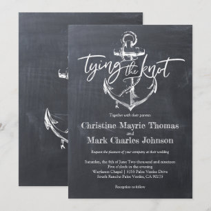 Die Kopplung der Knot Anchor Chalkboard-Hochzeit Einladung