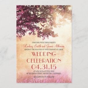 Die korallenroten rosa wedding Eichenbaum- u. Einladung