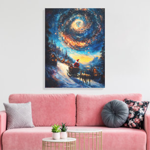 Die kosmische Reise des Weihnachtsmanns - Ölgemäld Leinwanddruck