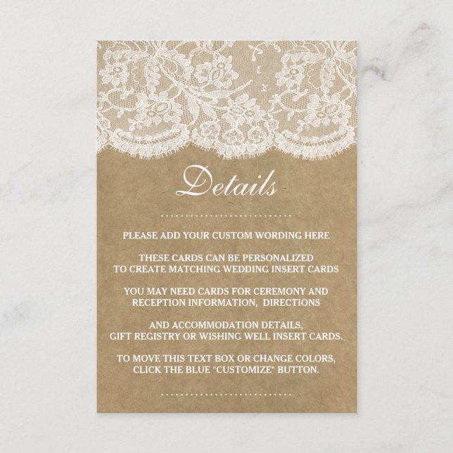 Die Kraft & Spitzen-Hochzeitskollektion Begleitkarte (Vorderseite)