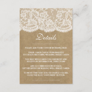 Die Kraft & Spitzen-Hochzeitskollektion Begleitkarte
