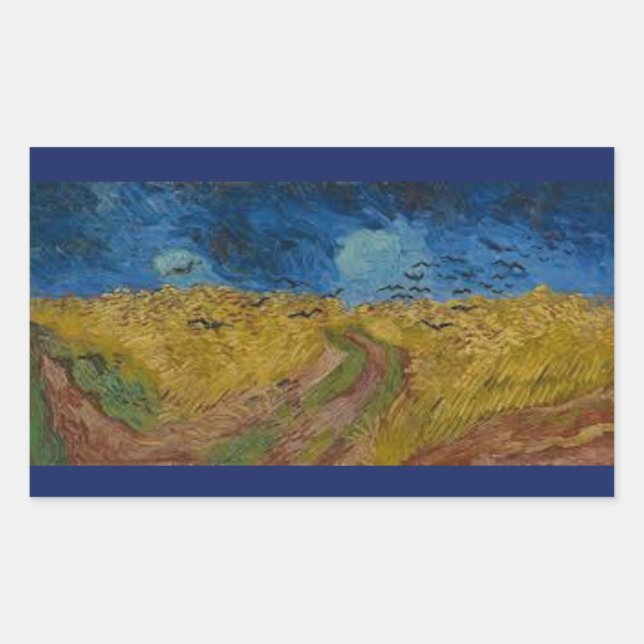 Die Krähen von Vincent Van Gogh Rechteckiger Aufkleber (Vorderseite)