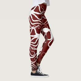 Die Kraken-Weiß des Amys auf Rot - Leggings