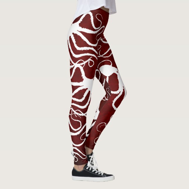Die Kraken-Weiß des Amys auf Rot - Leggings (Rechts)