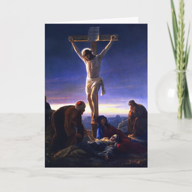 Die Kreuzigung Jesu. Kunsteraster-Karte Feiertagskarte (Vorderseite)