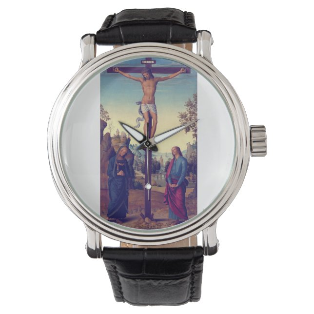 Die Kreuzigung mit der Jungfrau von Pietro Perugin Armbanduhr (Vorderseite)