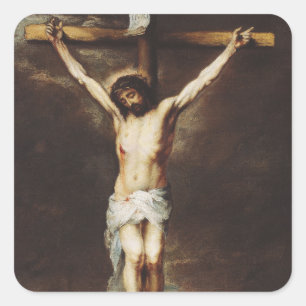 Die Kreuzigung von Bartolome Esteban Murillo Quadratischer Aufkleber