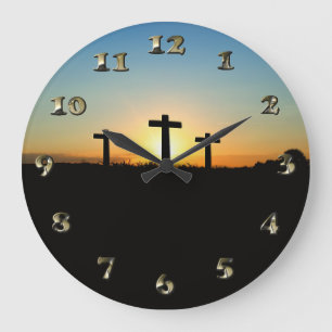 Die Kreuzungen bei Sonnenuntergang Große Wanduhr