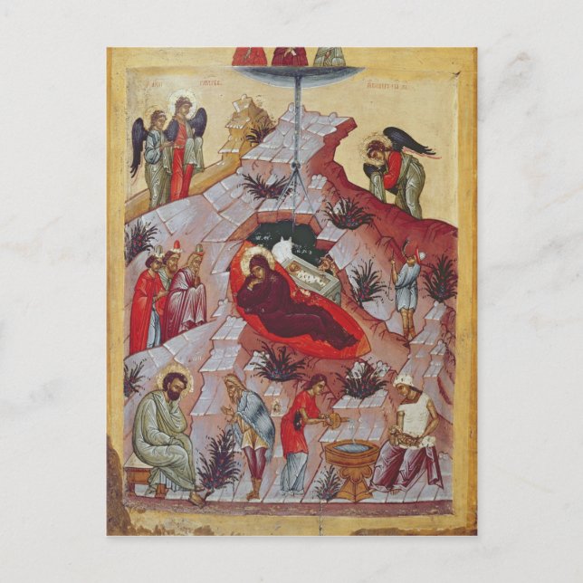 Die Krippe, die russische Ikone, das 16. Jahrhunde Postkarte (Vorderseite)