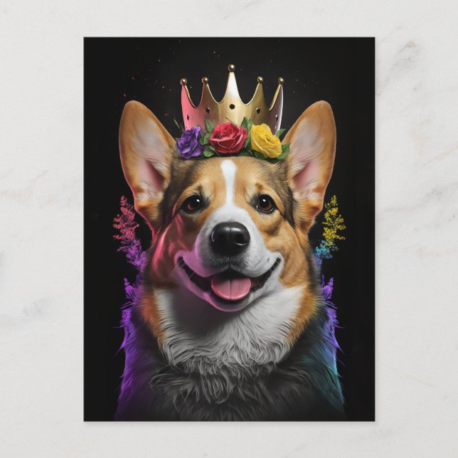 Die Krone der Korgis - Hunde-Kunst-Postkarte Postkarte (Vorderseite)