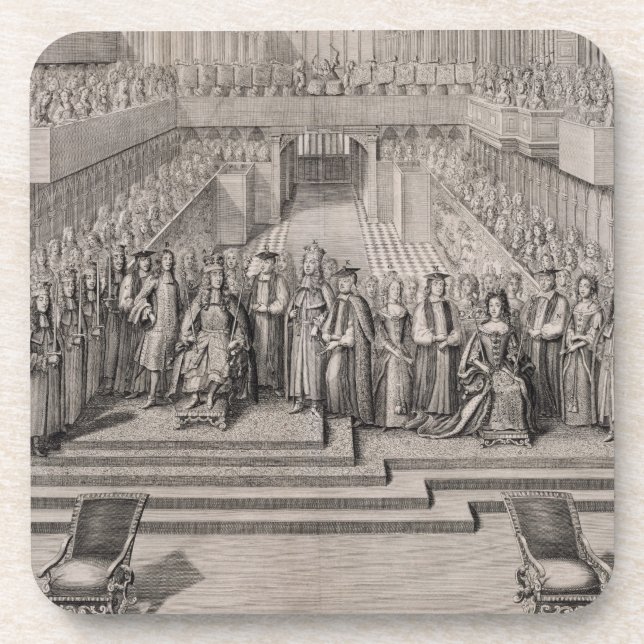 Die Krönung von König James II (1633-1701) und Getränkeuntersetzer (Vorderseite)