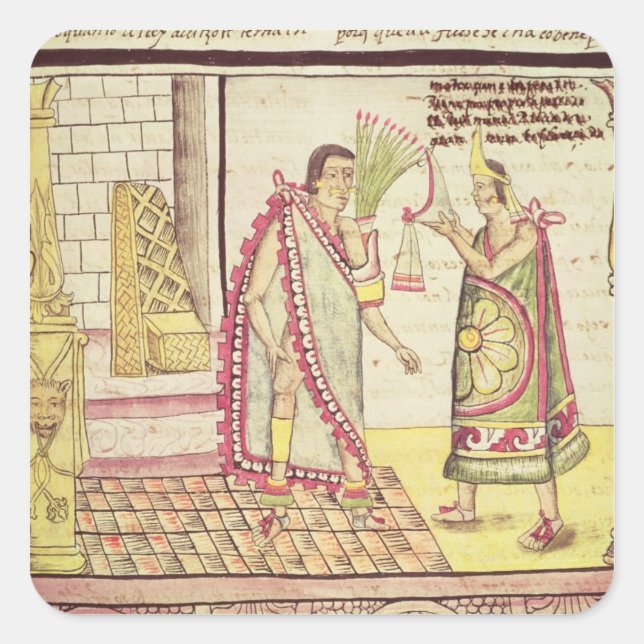 Die Krönung von Montezuma II Quadratischer Aufkleber (Vorderseite)