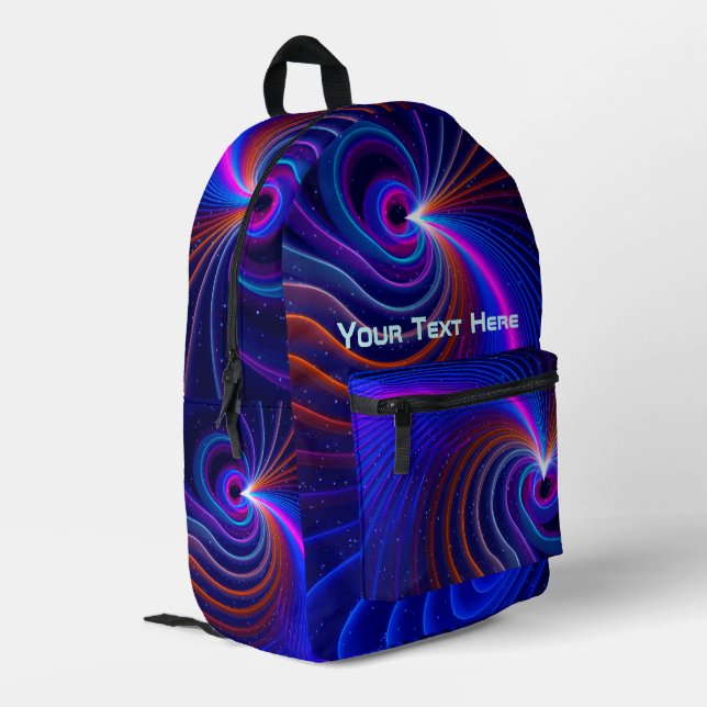Die Krümmung des Weltraums Bedruckter Rucksack (Rückseitige Ecke links)