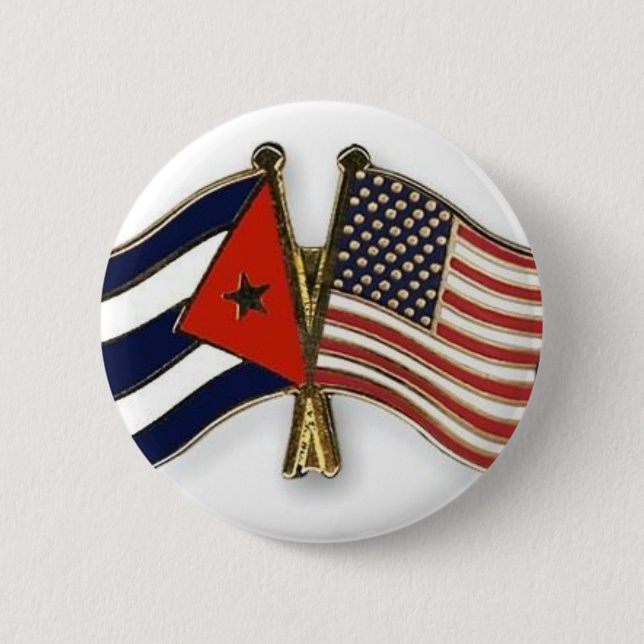 Die kubanische Flagge und die amerikanische Flagge Button (Vorderseite)