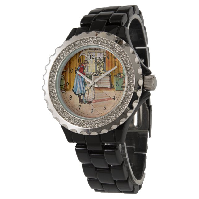 Die Küche, berühmtes Gemälde von Carl Larsson Armbanduhr (Schrägansicht)