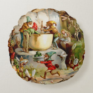Die Küche der Gnome - 1895 Rundes Kissen