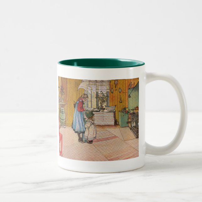 Die Küche durch Carl Larsson-Kunst-Druck Zweifarbige Tasse (Rechts)